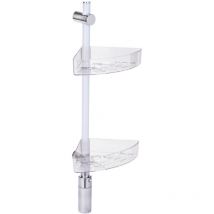 Etagère d'angle salle de bain led, 2 paniers de douche d'angle, fixation murale sans perçage 'Power Loc Plus', avec éclairage led basse consommation,