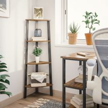 Tagère d'angle vintage meuble de rangement pour bureau à 4 étages bibliothèque d'angle vintage et Noir