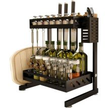 Étagère de cuisine en acier inoxydable noir, étagère à 2 niveaux