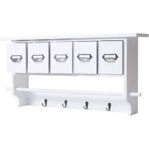 Étagère de cuisine HHG-355, étagère de ménage, vintage avec 5 tiroirs, 32x65x13cm, blanc
