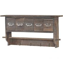 Étagère de cuisine HHG-355, étagère de ménage, vintage avec 5 tiroirs, 32x65x13cm, marron