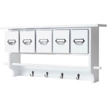 Tagère de cuisine HHG-355, étagère de ménage, vintage avec 5 tiroirs, 32x65x13cm, blanc