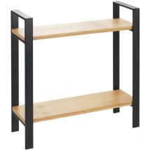 Wenko - tagère de cuisine à poser Lou Pour plan de travail, Métal avec planches en bambou, 2 étages gain de place, Multi usage, 32x33x11cm,
