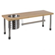 Etagère de cuisine porte ustensiles et essuie-tout en bambou