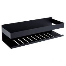 Lauwexe - tagère de Douche Auto-adhésif, Étagère Salle de Bain sans Perçage SUS304 Acier Inoxydable Adhésive Panier de Douche, Noir Mat 30CM
