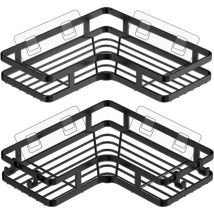 Tagère de douche - Coin en métal sans perçage - 21.5×4×5.5cm, Noir, 2pcs