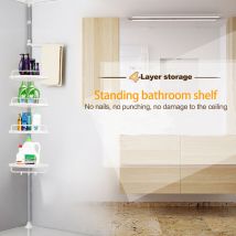 Skecten - Etagère de Douche d'Angle 4 Tablettes Télescopique jusqu'à 304cm