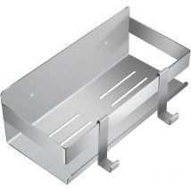 Duschregal, Edelstahl Badezimmerregal Duschkorb mit 2 abnehmbaren Haken (Silber)