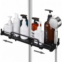Tagère de douche télescopique sans perçage , étagère de rangement pour barre de douche de 18 à 25 mm (Noir)