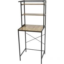 Tagère de machine à laver à 3 niveaux en mdf et support en fer, étagère de rangement de salle de bain multifonction avec 3 étagères et barre