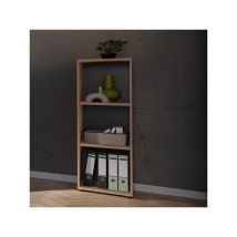 Étagère de rangement 3 niches Gris/Bois - SOMAN - L 40 x l 37 x H 122 cm