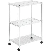 Catter House - tagère de Rangement à 3 Niveaux Aéré et Roues catterhouse Klaus 80 - 56x35x80 cm Charge Lourde 105 Kg Cadre en Acier Blanc
