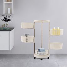 Étagère de rangement à roulettes à 5 niveaux Chariot de rangement mobile pour la cuisine