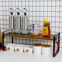 Tagère de rangement à un seul niveau avec 4 crochets en fer, étagère compacte et durable, 40 x 20 x 18 cm - Marron