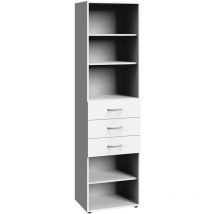 Pegane - Etagère de rangement avec 3 tiroirs et 3 tablettes en mélamine coloris blanc - longueur 50 x hauteur 185 x profondeur 40 cm