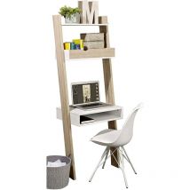 Sobuy - FRG111-WN Bibliothèque Étagère de Rangement avec Bureau Cubique et 2 Étagères – L65xP40xH179cm