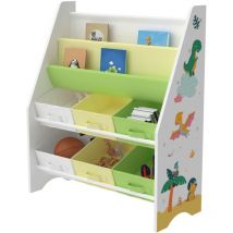 Tagère de rangement pour enfant avec 6 bacs ouverts blanc / vert / jaune
