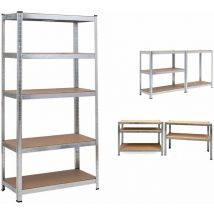 Hsha - tagère de Rangement pour Garage 170 x 75 x 30 cm, Galvanisé - en métal-Galvanisé-5 étagères réglables