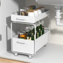 Etagere de Rangement sous Evier Rack avec tiroir coulissant pour Cuisine et Salle de Bain - 2 Niveaux- Acier Inx. noir 4025.539.5cm