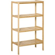 Etagère de rangement 4 niveaux sur pied - étagères à lattes - dim. 62L x 33l x 112H cm - bois de bambou