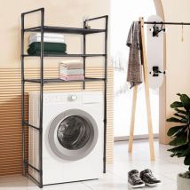 Etagère de salle de bain 3 étagères pour lave-linge 70x26x150cm noir