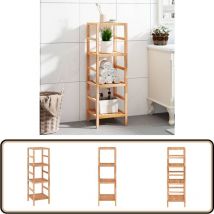 Étagère de salle de bain 35,5x35,5x112,5cm Bois massif de noyer - Étagère Salle De Bain - Bibliothèque Murale - Rangement Salle De Bain - Étagère