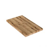 Abitare - tagère de salle de bain pour vasque sur pied 80x46x3,8 cm noyer foncé - Metz - Composizione lavabo quadrato specchio e led