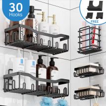 Etagère de Salle de Bain sans Perçage - 4 pcs Porte Shampoing Gel Douche Angle Antirouille - Etagère de Rangement pour Salle de Bain de Grande
