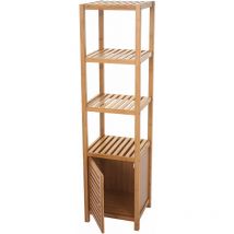 Étagère de salle de bains HHG-554, Armoire, Commode, Bambou, 140x36x34cm