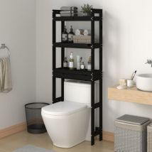 Zyifan - tagère de toilette Noir 63x26x171 cm Bois de pin massif - The Living Store - Noir