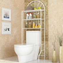 Skecten - tagère de Toilettes, Étagère au-Dessus de la Toilette ou Lave-Linge à 3 Niveaux, Étagère de Rangement pour Salle de Bain, Toilettes, wc en