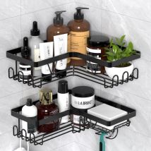Etagere Douche Sans Percage, Etagere Rangement,Accessoire Salle De Bain Noir Dolaso