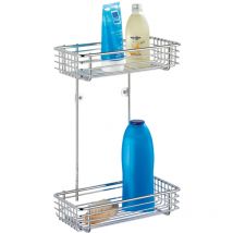 Etagère murale salle de bain Milano, 2 paniers de douche fixation murale, acier, 25x37x12 cm, chromé - Wenko