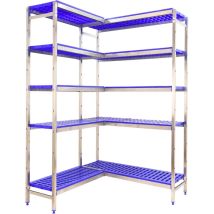 Simoninox Étagère 5 Étagères En Métal Sans Vis (200x126x40cm) Acier Inoxydable Et Bleu
