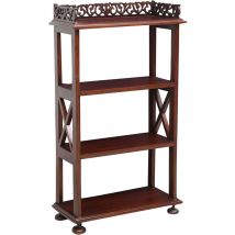 Biscottini - Etagere en bois massif d'acajou finition noyer L52xPR23xH93 cm