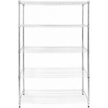 Kukoo - Etagère en Fil d'Acier Chromé 1000KG - 60 x 120 x 180cm - Pied de Nivellement - Rangement Garage, Cuisine, Atelier, Entrepôt, Organisation