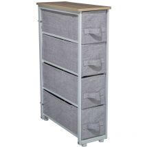 Atmosphera Créateur D'intérieur - Etagère en tissu à roulettes 4 Tiroirs - 20 x 75 cm