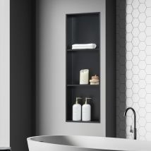 [neu.haus] - tagère encastrée Kristinehamn à 3 niveaux acier inoxydable 92 x 32 x 10 cm noir mat