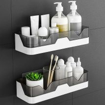 Etagère et rangement de douche, paniers de douche, étagères de salle de bain, étagères murales sans trous, adhésifs transparents, sans perçage,2pcs