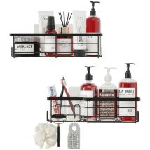 Rainsworth - Etagère et Rangement de Douche, sans Perçage avec 11 crochets, Grande Capacité de Charge Étagère de Salle de Bain, 2 Pièces, 31.5 x 12 x