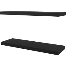 Etagère flottante noire en mélamine avec 2 étagères, 3.8 cm x 80 cm x 25 cm