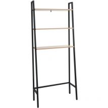 Étagère HHG-696, Étagère de salle de bain Étagère pour machine à laver Étagère échelle, Métal industriel Bois 155x64x25cm, naturel