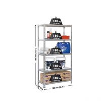 Simonrack - Etagère légère métallique sans vis simonclick 5/500 galva/galva - 1800x900x500 180Kg