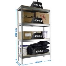 Simonrack - Etagère charge lourde ecoforte 1804-4 chipboard galva/bois - 2000x1800x450 400Kg