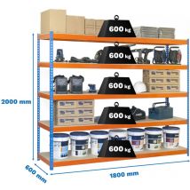 Simonrack - Etagère charge lourde simonforte 1806-5 chipboard bleu/orange/mader - 2000x1800x600 600Kg