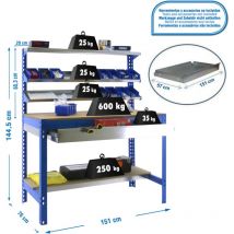 Simonrack - Etagère basse banc de travail simonwork BT1 box 1500 bleu/bois - 1445x1510x760 600Kg