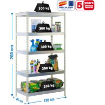 Simonrack - Etagère charge lourde bricoforte 1206-5 metal galva/galva - 2000x1200x600 300Kg