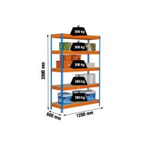 Simonrack - Etagère charge lourde bricoforte 1206-5 chipboard bleu/orange/mader - 2000x1200x600 300Kg - simonrac