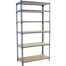 Simonrack - tagère métallique Simon Rack sans vis couleur gris/bois 6 étagères 2500x1200x500 mm Fabriquée en Espagne