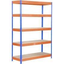 Simonrack - tagère métallique Simon Rack sans vis bleu/orange/bois 5 étagères 2000x1000x450 mm Fabriquée en Espagne